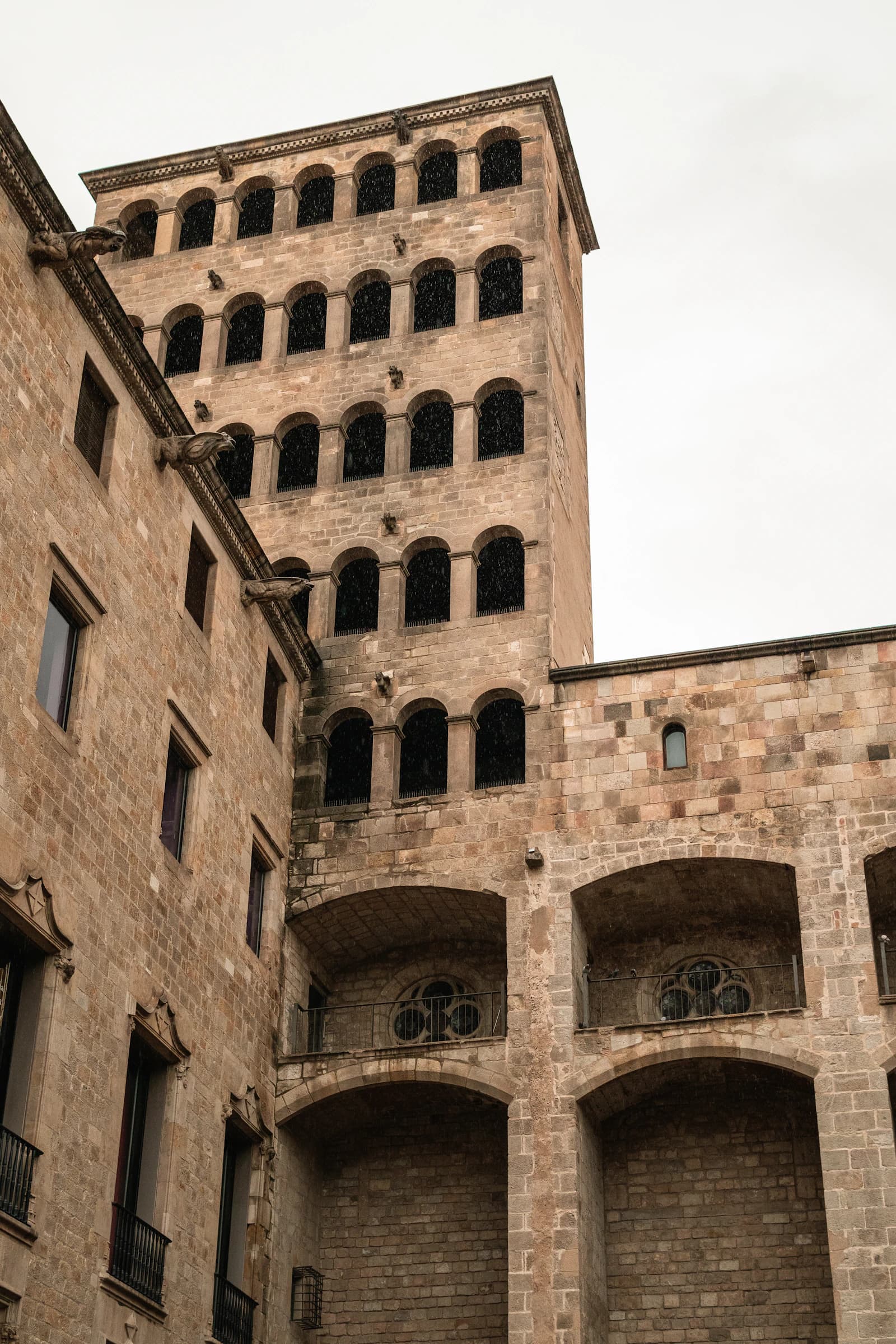 Medieval stone architecture around Plaça del Rei in Barcelona